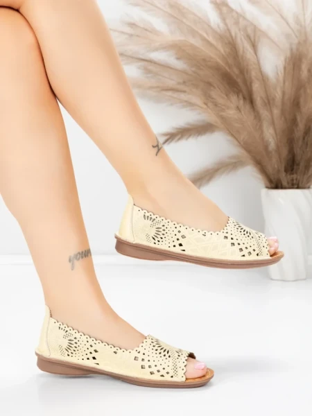 Balerini Dama din piele naturala 355-2 YELLOW | ADVANCER