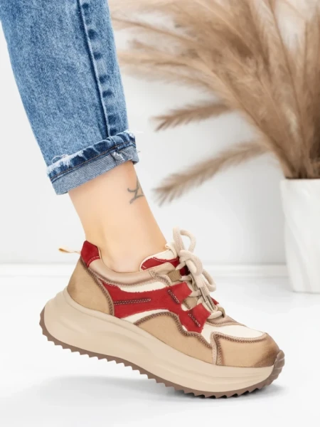 Pantofi Sport Dama din piele naturala 572105 RED | FRANCO GERARDO