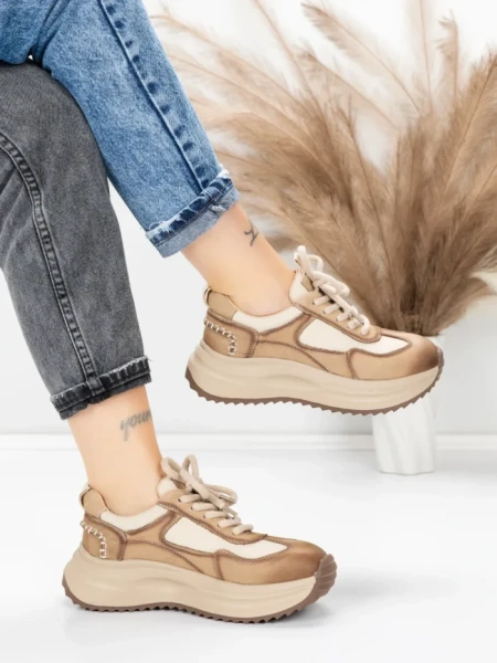 Pantofi Sport Dama din piele naturala 572103 APRICOT | FRANCO GERARDO
