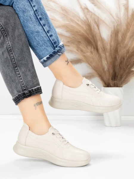 Pantofi Casual Dama din piele naturala 5712567 CREAM | ADVANCER
