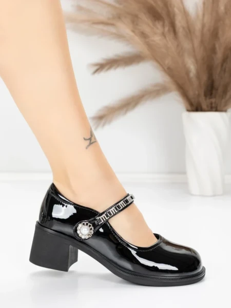 Pantofi cu toc din piele naturala TP1355-1 BLACK | ADVANCER