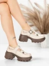 Pantofi Casual Dama din piele naturala 23282 CREAM | ADVANCER
