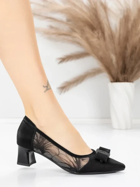 Pantofi cu toc din piele naturala 300-30 BLACK | ADVANCER