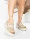 Pantofi Casual Dama din piele naturala 10827 CREAM | FORMAZIONE