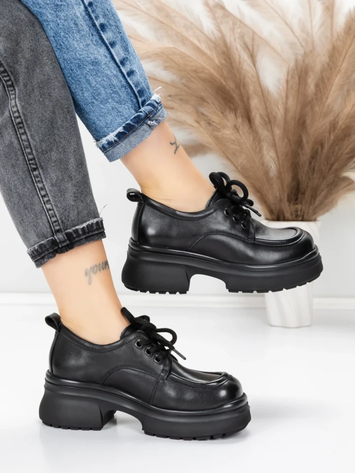 Pantofi Casual Dama din piele naturala 10829 BLACK | FORMAZIONE