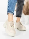 Pantofi Casual Dama din piele naturala 10829 CREAM | FORMAZIONE