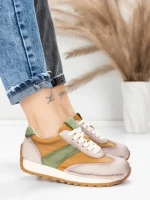 Pantofi Sport Dama din piele naturala KM9218 APRICOT-GREEN | ADVANCER