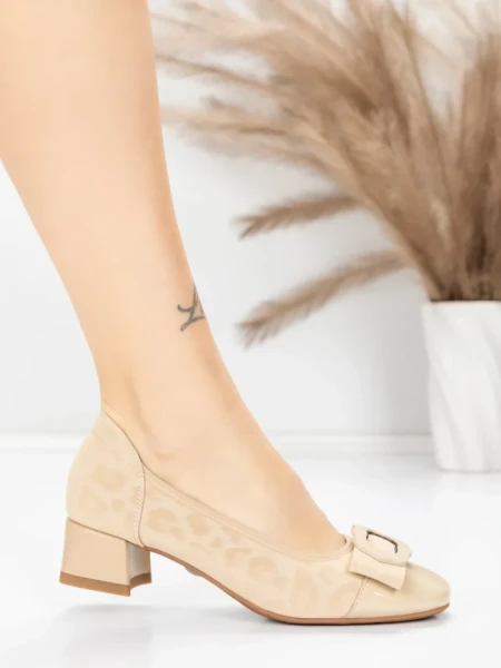 Pantofi cu toc din piele naturala 22163-90 APRICOT | ADVANCER