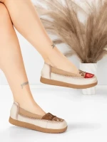 Balerini Dama din piele naturala KM5315 KHAKI | ADVANCER