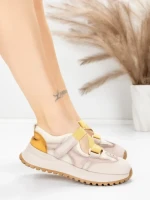 Pantofi Sport Dama din piele naturala KM3906 YELLOW | ADVANCER