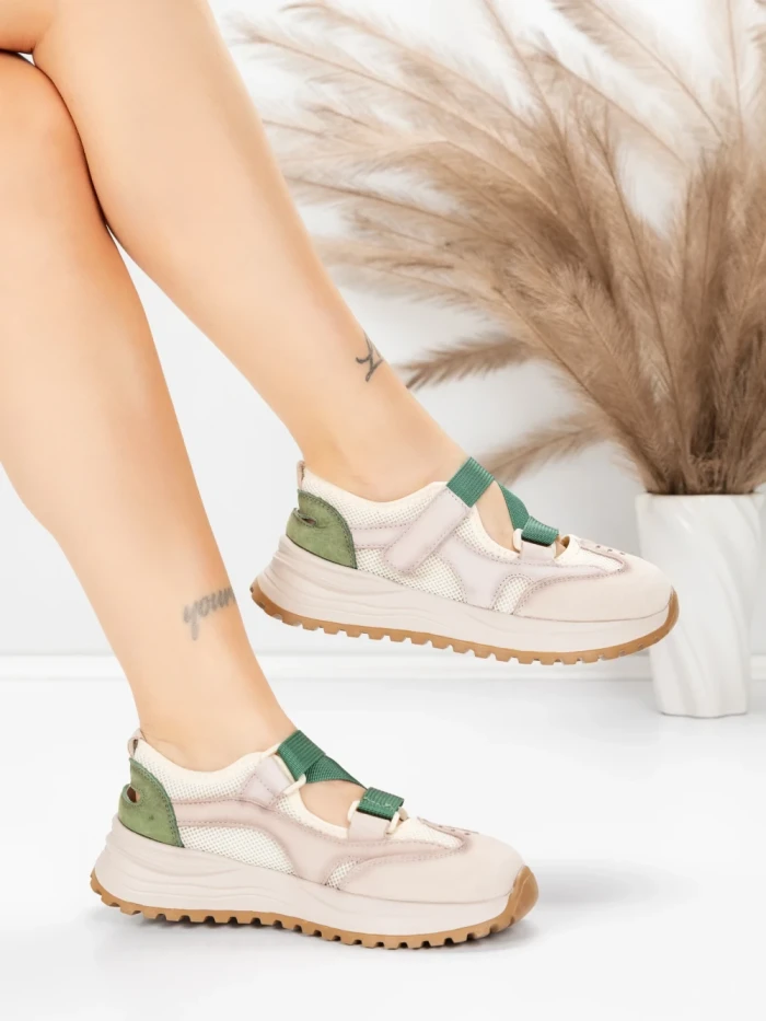 Pantofi Sport Dama din piele naturala KM3906 GREEN | ADVANCER