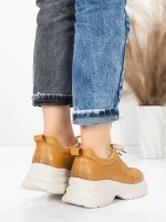 Pantofi Sport Dama din piele naturala 10785 YELLOW | FRANCO GERARDO