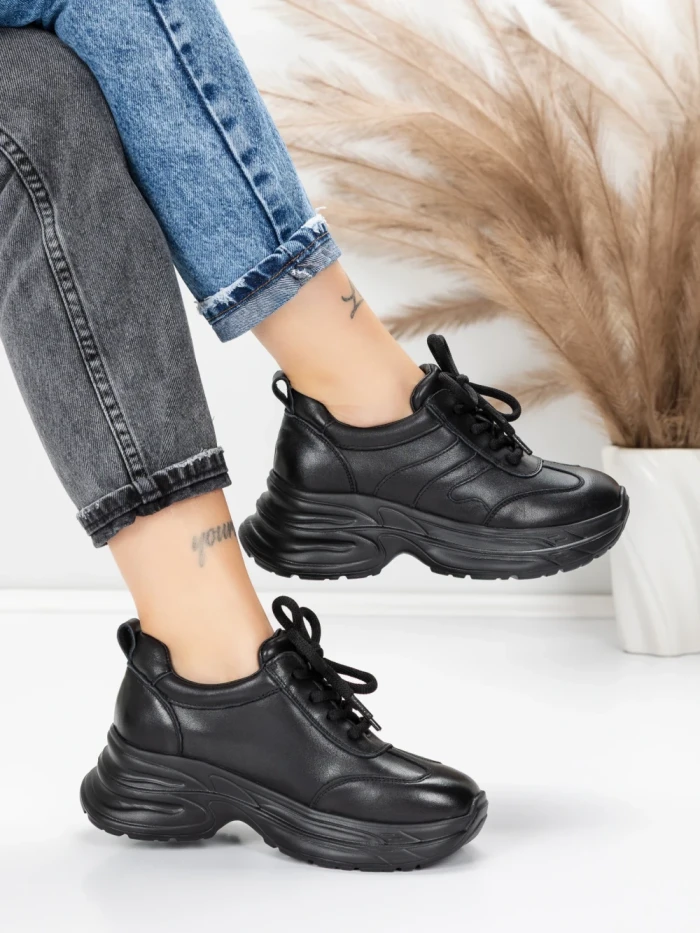 Pantofi Sport Dama din piele naturala 10785 BLACK | FRANCO GERARDO