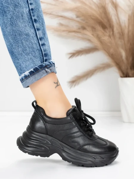 Pantofi Sport Dama din piele naturala 10785 BLACK | FRANCO GERARDO