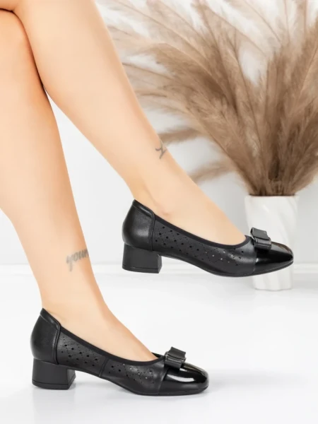 Pantofi cu toc din piele naturala 25876-13 BLACK | ADVANCER