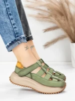 Pantofi Sport Dama din piele naturala KM8882 GREEN | ADVANCER