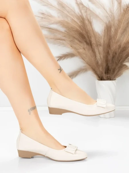 Balerini Dama din piele naturala 518-1 CREAM | ADVANCER