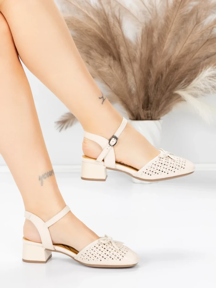 Sandale Dama din piele naturala 1215-1 CREAM | ADVANCER