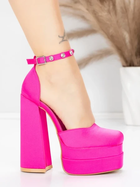 Pantofi cu Toc gros si Platforma 2SY12 FUCHSIA | MEI