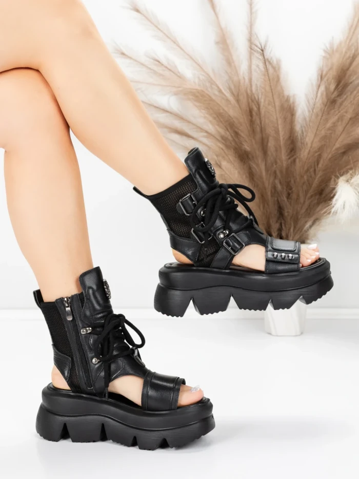 Sandale Dama din piele naturala 19633 BLACK | ADVANCER