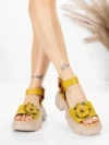 Sandale Dama din piele naturala 18651 YELLOW | ADVANCER