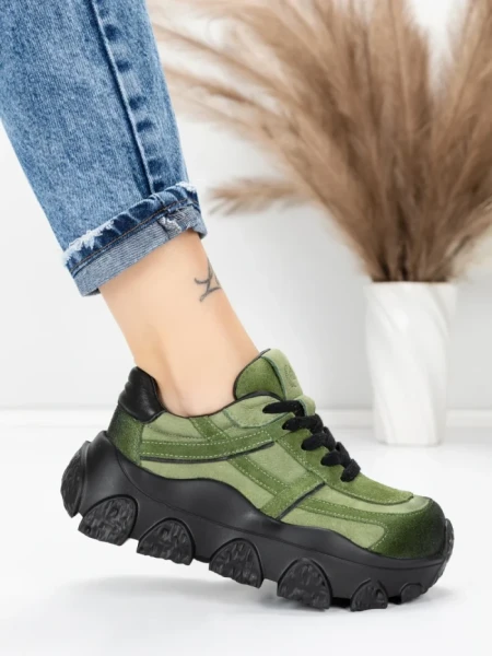 Pantofi Sport Dama din piele naturala 9805 GREEN | FRANCO GERARDO
