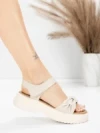Sandale Dama din piele naturala 2562 CREAM | ADVANCER