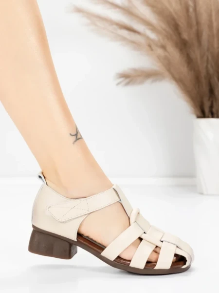 Sandale Dama din piele naturala 7983 CREAM | ADVANCER
