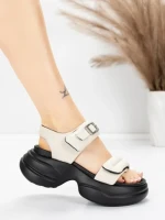 Sandale Dama din piele naturala 6818-1 CREAM | ADVANCER