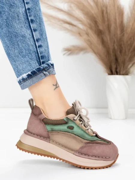 Pantofi Sport Dama din piele naturala 2625 COFFEE-CREAM | ADVANCER