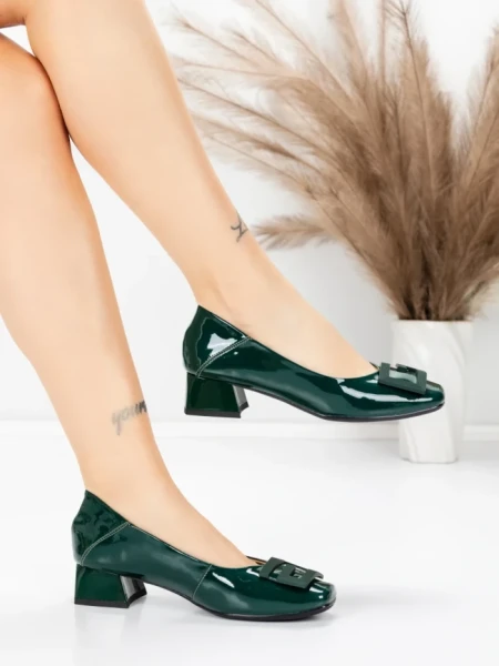 Pantofi cu toc din piele naturala 1011-1062 GREEN | FORMAZIONE