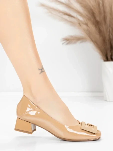 Pantofi cu toc din piele naturala 1011-1062 APRICOT | FORMAZIONE