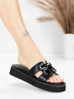 Papuci Dama din piele naturala 5SY33 BLACK | MEI