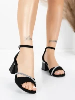 Sandale Dama cu Toc Gros 5JD8 BLACK | MEI