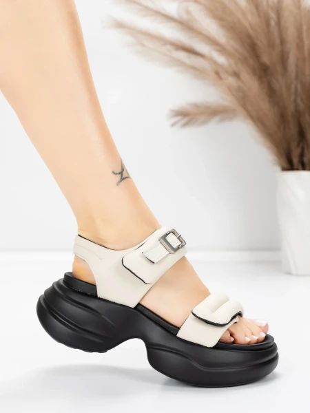 Sandale Dama cu Platforma 6818 Crem | Advancer » MeiShop.Ro