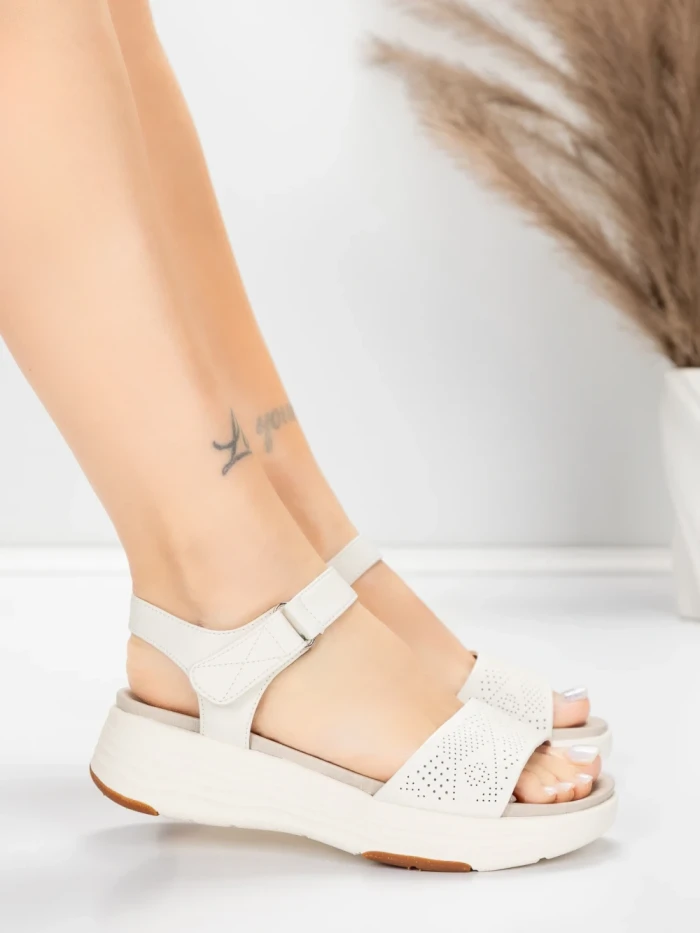 Sandale Dama cu Platforma 037 Crem | Advancer » MeiShop.Ro