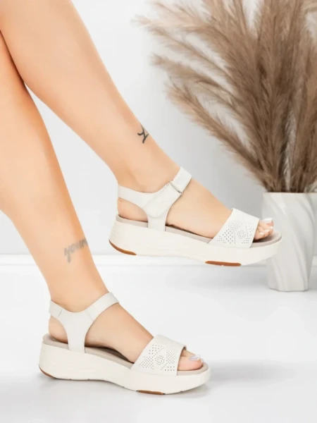 Sandale Dama cu Platforma 037 Crem | Advancer » MeiShop.Ro