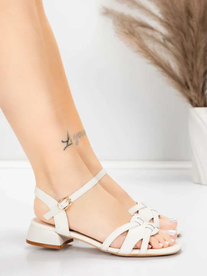 Sandale Dama cu Toc Gros 105 Crem | Advancer » MeiShop.Ro