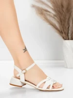 Sandale Dama cu Toc Gros 105 Crem | Advancer » MeiShop.Ro