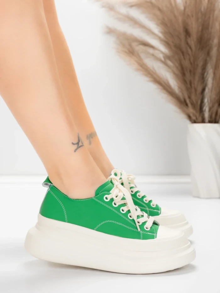 Pantofi Sport Dama din piele naturala 227802 Verde | A... » MeiShop.Ro