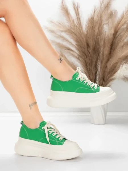 Pantofi Sport Dama din piele naturala 227802 Verde | A... » MeiShop.Ro