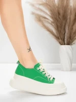 Pantofi Sport Dama din piele naturala 227802 Verde | A... » MeiShop.Ro