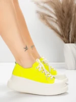 Pantofi Sport Dama din piele naturala 227802 Galben la... » MeiShop.Ro