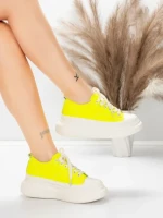 Pantofi Sport Dama din piele naturala 227802 Galben la... » MeiShop.Ro