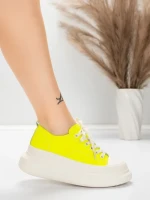 Pantofi Sport Dama din piele naturala 227802 Galben la... » MeiShop.Ro