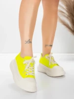 Pantofi Sport Dama din piele naturala 227802 Galben la... » MeiShop.Ro