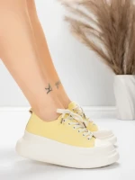 Pantofi Sport Dama din piele naturala 227802 Galbel De... » MeiShop.Ro