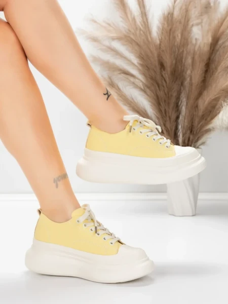 Pantofi Sport Dama din piele naturala 227802 Galbel De... » MeiShop.Ro