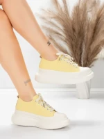 Pantofi Sport Dama din piele naturala 227802 Galbel De... » MeiShop.Ro