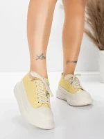 Pantofi Sport Dama din piele naturala 227802 Galbel De... » MeiShop.Ro